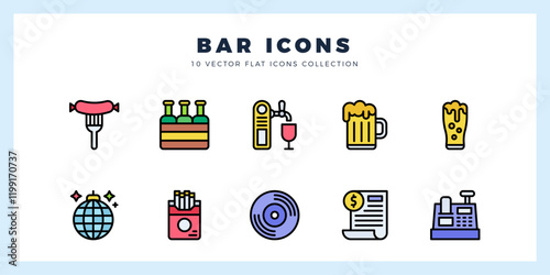 10 Bar Lineal Color icons pack. vector illustration.