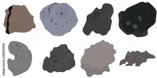 Stone asteroid belt icon. Falling meteor strike rocks from space orbit. Space boulder with craters flying in weightlessness.