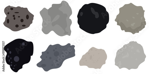 Stone asteroid belt icon. Falling meteor strike rocks from space orbit. Space boulder with craters flying in weightlessness.