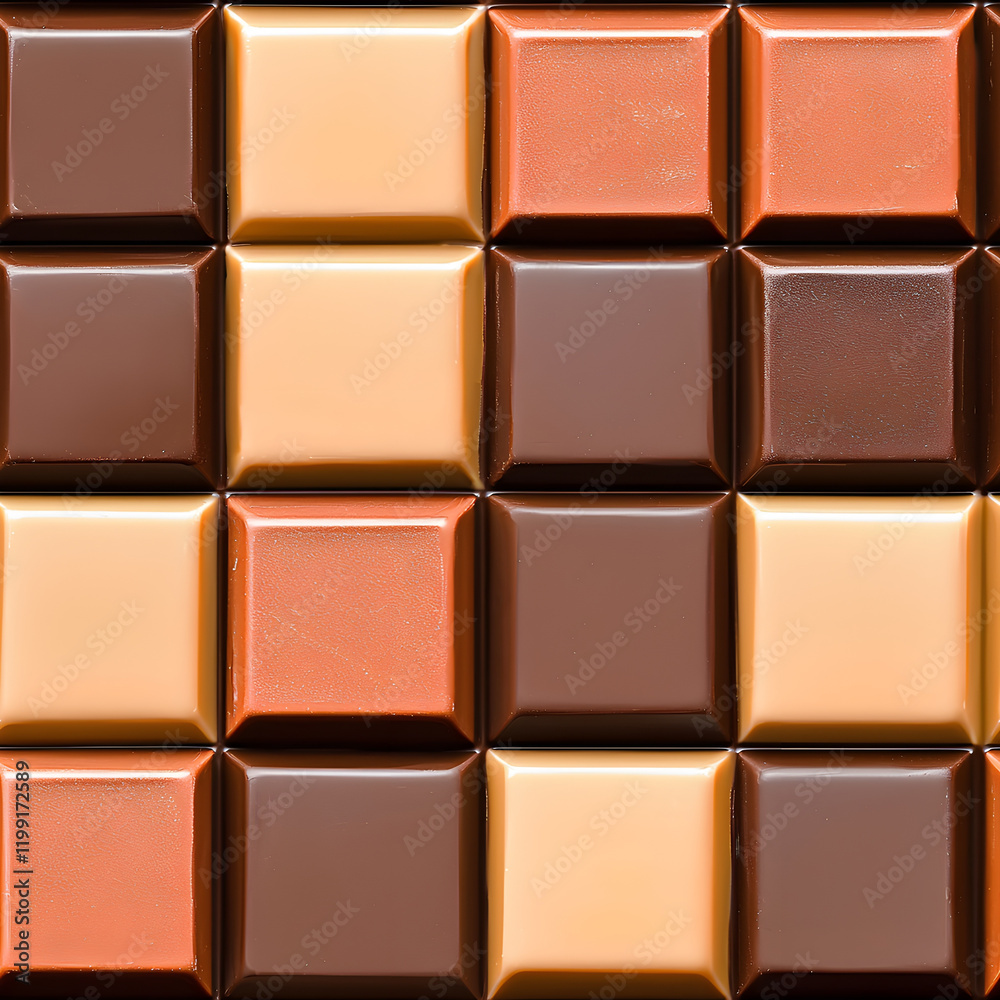 Fototapeta premium Delicious chocolate squares in various shades arranged neatly