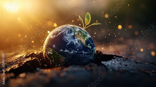 Global warming awareness a new hope for earth nature digital art optimistic environment close-up sustainability concept