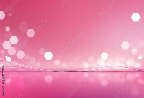Pink Abstract Background With Hexagon Lights And Waves
