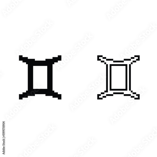 pixel Zodiac Symbol icon  sign for 8 bit Gemini game logo