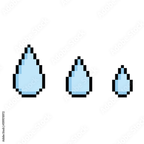 pixel water drop icon vector pixel art liquid  element for 8 bit game
