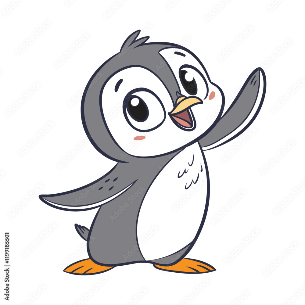 Fototapeta premium Hand Drawing Cartoon Cute Penguin Illustration in flat style