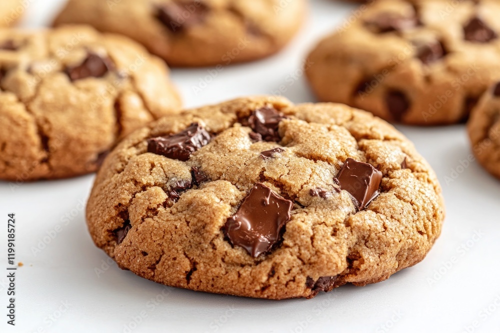 Warm, freshly baked cookies with chocolate chunks, inviting and Warm, freshly baked cookies with chocolate chunks, inviting and