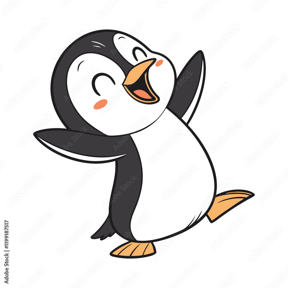 Fototapeta premium Hand Drawing Cartoon Cute Penguin Illustration in flat style