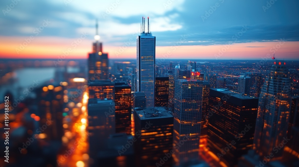 Fototapeta premium Toronto Skyline at Sunset: A Captivating Cityscape