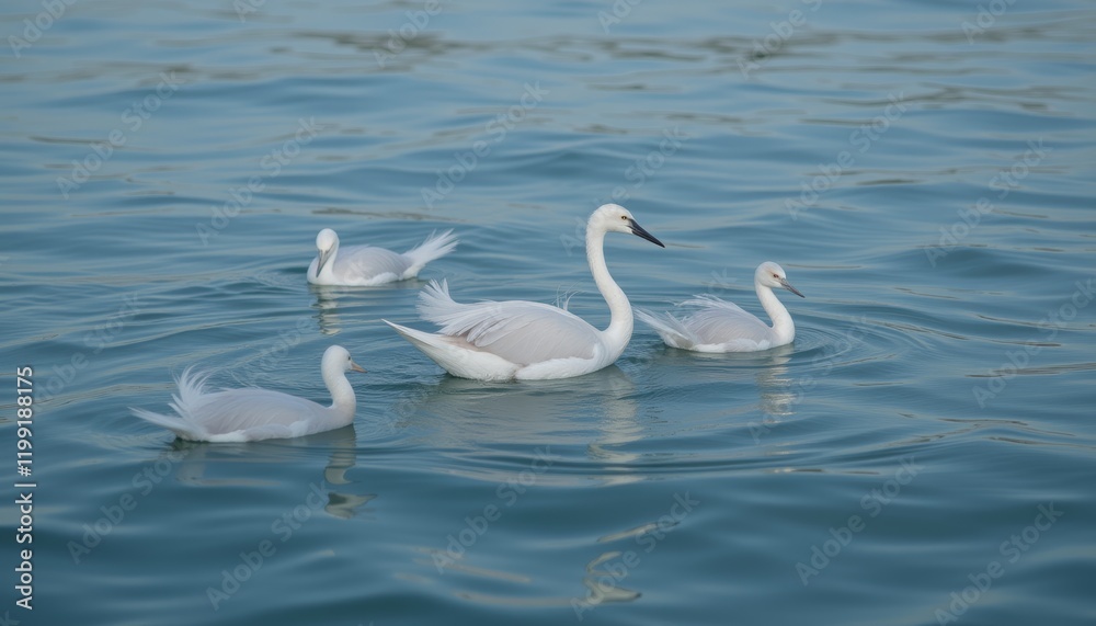 White swans swimming gracefully on a calm lake. White swans swimming gracefully on a calm lake.