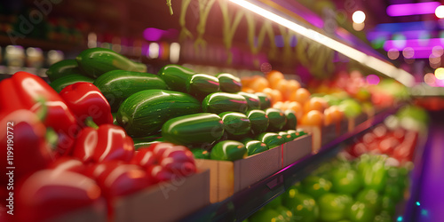 Fresh Produce Display in Grocery Store. photo