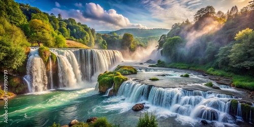 Marble Falls Terni Umbria High Water Spray Mist Italy Scenic Landscape