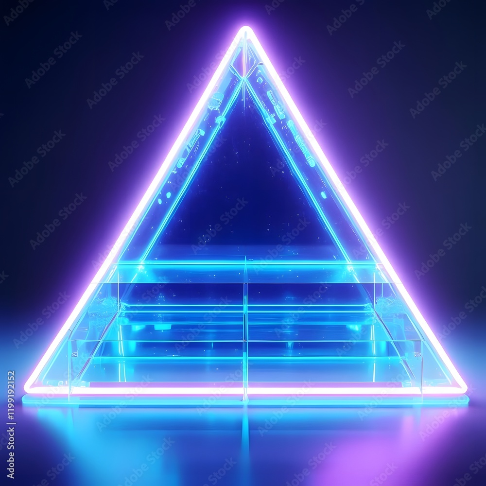 Sleek Glass Podium Neon-Lit, Triangular Plastic Design Sleek Glass Podium Neon-Lit, Triangular Plastic Design