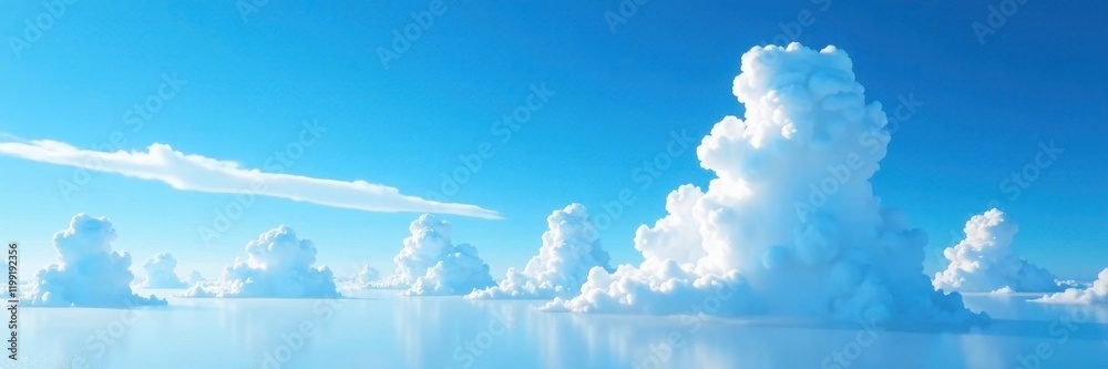 Deep blue expanse dotted with pristine white clouds, vibrant contrast , peaceful, photography, high quality Deep blue expanse dotted with pristine white clouds, vibrant contrast , peaceful, photography, high quality