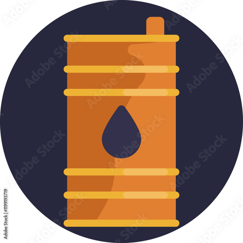 Industrial Oil Tank: A minimalistic design of a horizontal or vertical barrel often associated with fuel or crude oil in the oil and gas sector.