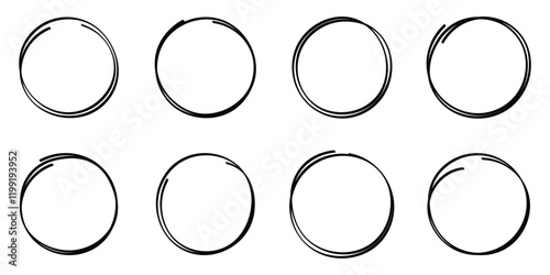 Circle line sketch icon in hand drawn style. Circular scribble doodle vector illustration on isolated background. Pencil or pen bubble sign business concept. EPS 10