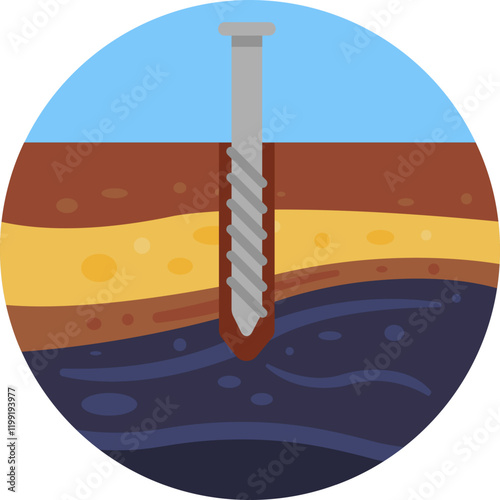 A detailed depiction of an oil drilling rig, symbolizing the process of extracting oil and gas from beneath the Earth's surface.