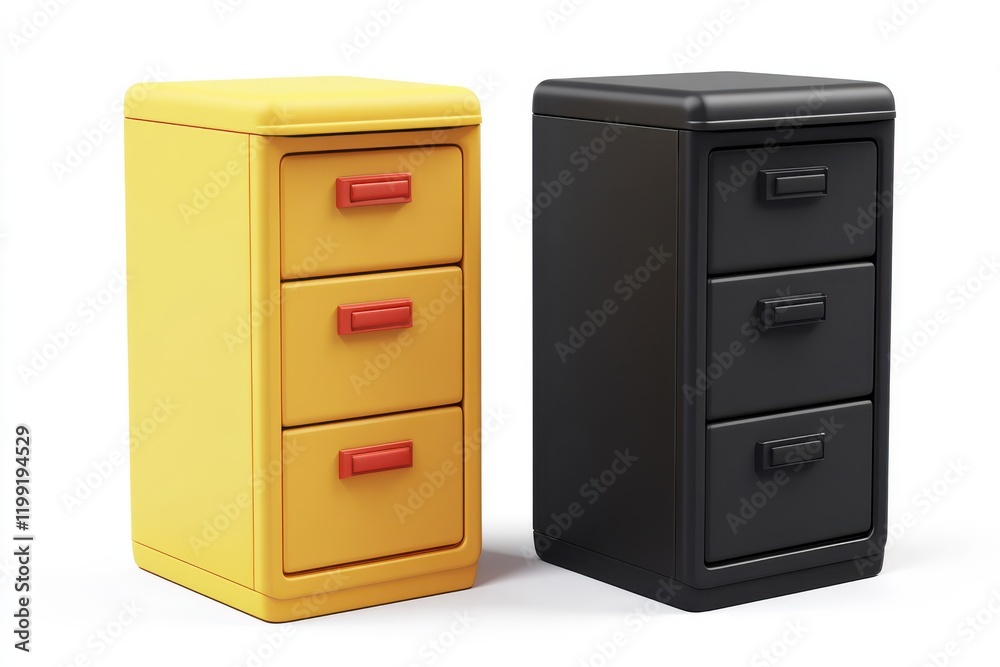 3D Filing Cabinet Icon Isolated and White Background 3D Filing Cabinet Icon Isolated and White Background