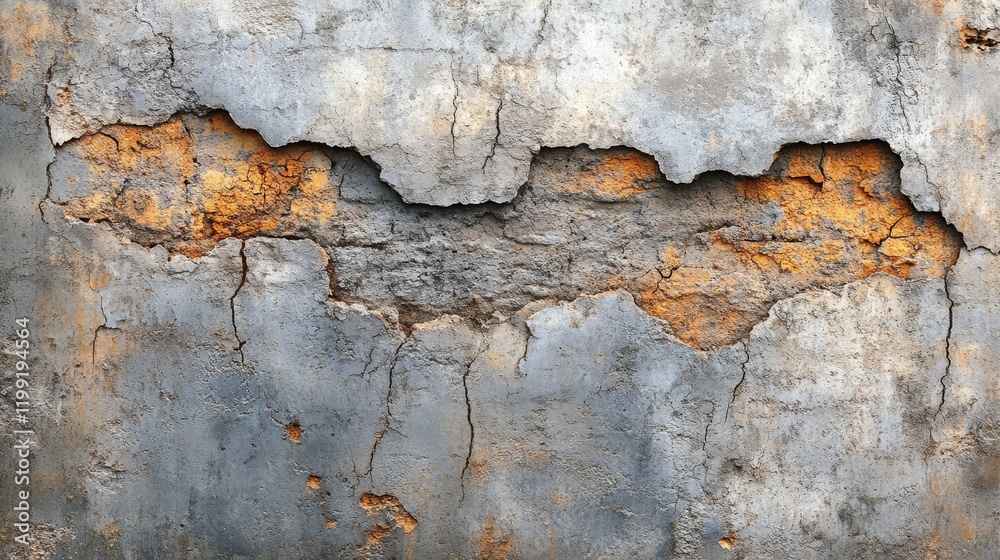 Fototapeta premium Cracked and Weathered Concrete Wall with Rust