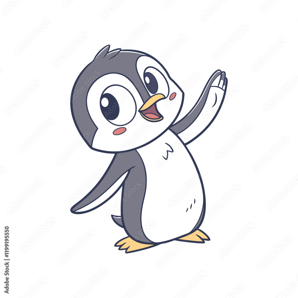 Naklejka premium Hand Drawing Cartoon Cute Penguin Illustration in flat style