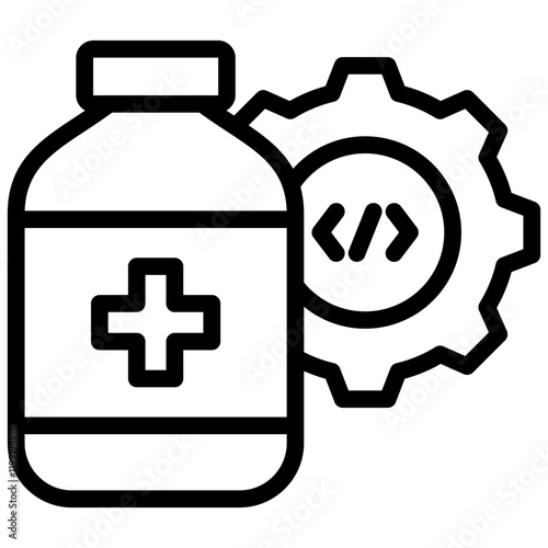 Medication Management System Outline Icon