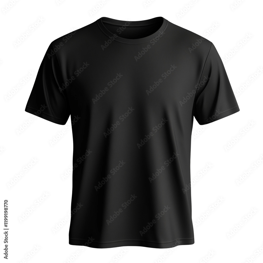 Black T-shirt mockup, front view, transparent background Black T-shirt mockup, front view, transparent background