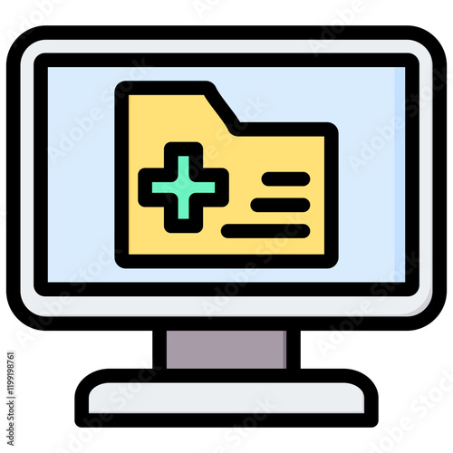 Digital Health Record Outline Color Icon