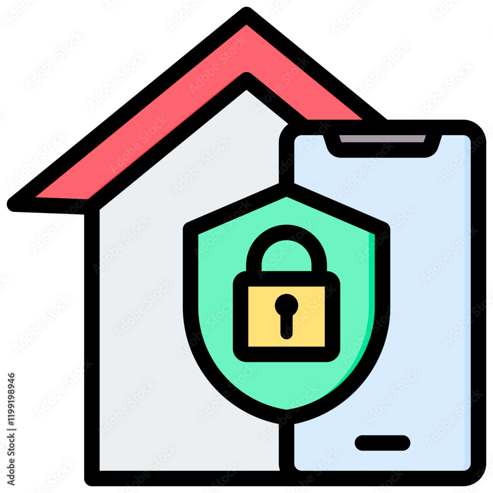 Home Safety Device Outline Color Icon Home Safety Device Outline Color Icon