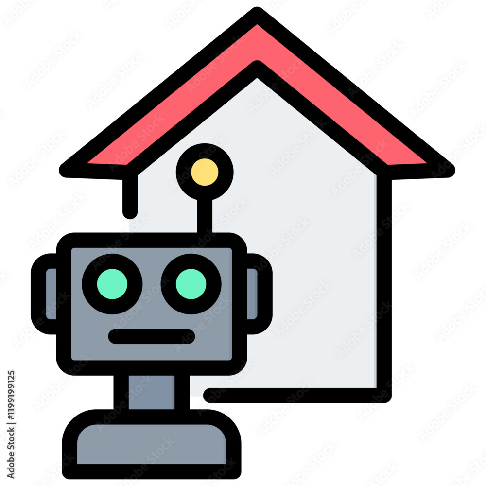 Fototapeta premium Home Virtual Assistant Outline Color Icon