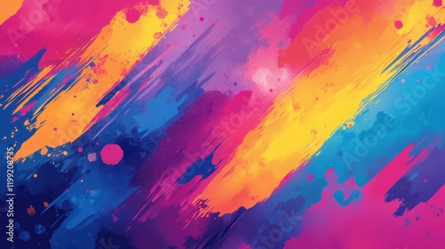 Abstract Vibrant Colorful Swirls Paint Splatter Art