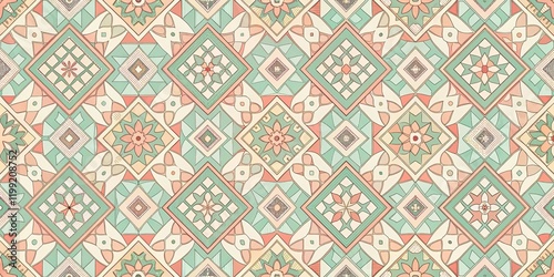 Retro swirls seamless pattern with a vintage flair, featuring soft pastel hues and intricate geometric shapes that evoke a sense of nostalgia and whimsy , modern classic , digital art photo