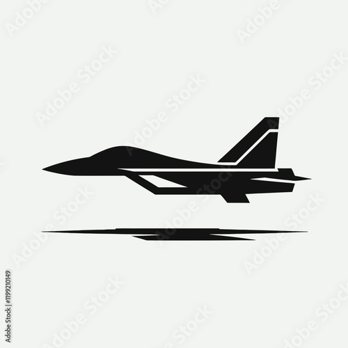 Fighter Jet  silhouette in black on a white background