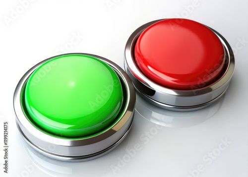 Red and Green Push Buttons, Modern Interface, Copy Space
