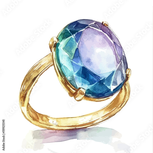 A watercolor vector painting of Capri rings that appear delicate, isolated on a white background. Capri rings vector.

