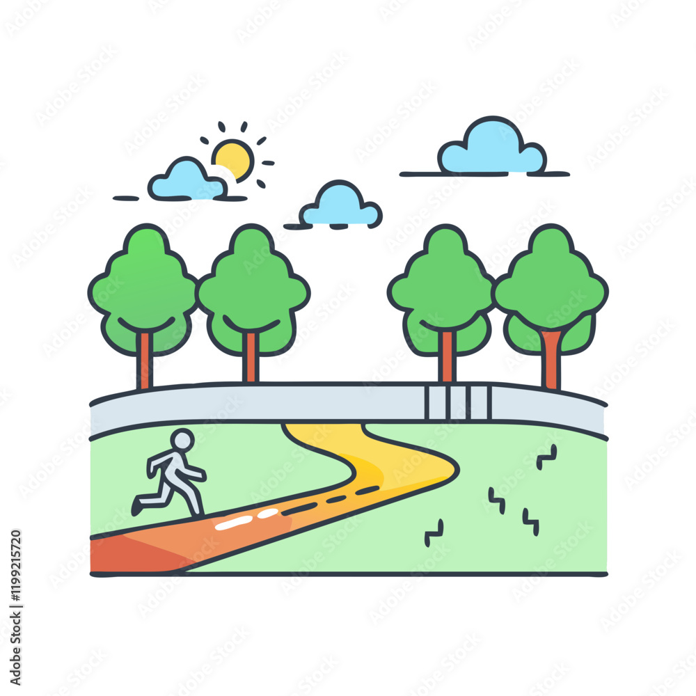 Fototapeta premium park with jogging path icon, park with jogging path vector illustration-simple illustration of park with jogging path, perfect for park with jogging path logos and themed design 