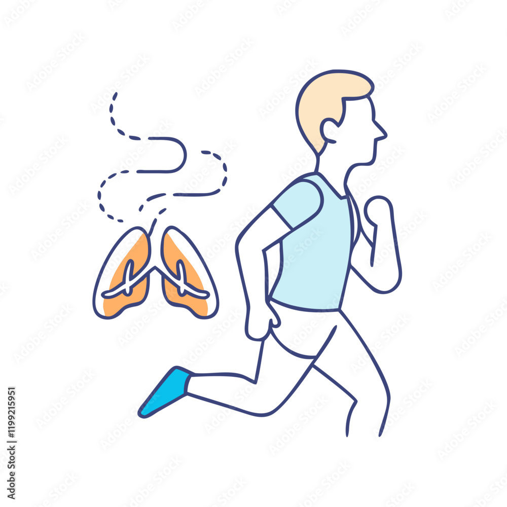Fototapeta premium runner s breathing pattern icon, runner s breathing pattern vector illustration-simple illustration of runner s breathing pattern, perfect for runner s breathing pattern logos and themed design 