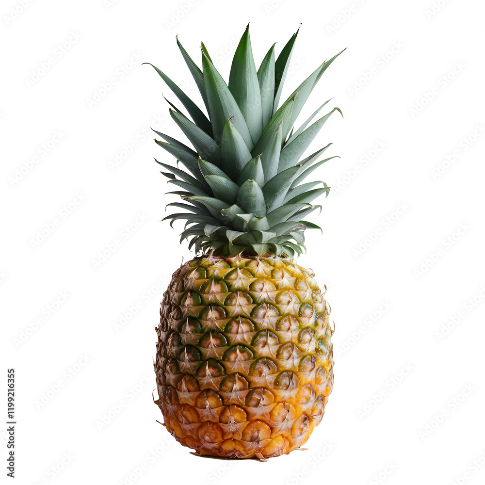 Fresh Ripe Pineapple with Vibrant Green Crown and Tropical Leaves, Perfect for Healthy Food Concepts and Summer Designs Isolated on Transparent Background Fresh Ripe Pineapple with Vibrant Green Crown and Tropical Leaves, Perfect for Healthy Food Concepts and Summer Designs Isolated on Transparent Background