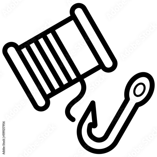 Fishing Line and Hook Icon