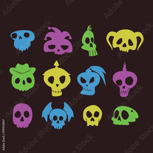 skull hand drawn collection