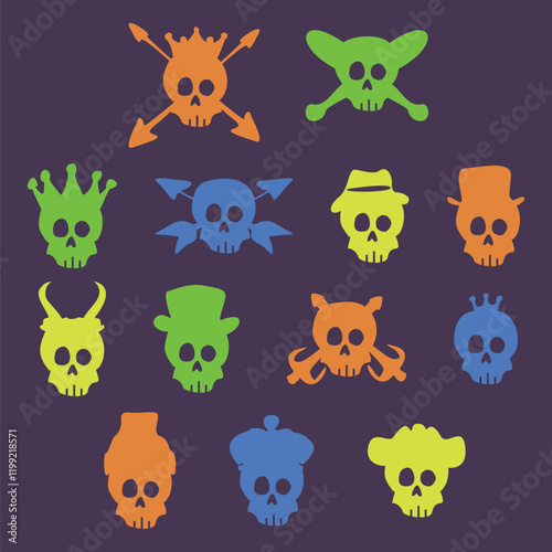 skull hand drawn collection