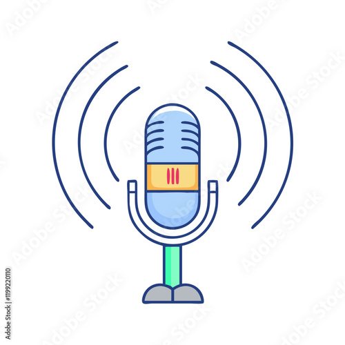 microphone with sound waves icon, microphone with sound waves vector illustration-simple illustration of microphone with sound waves, perfect for microphone with sound waves logos and themed design 