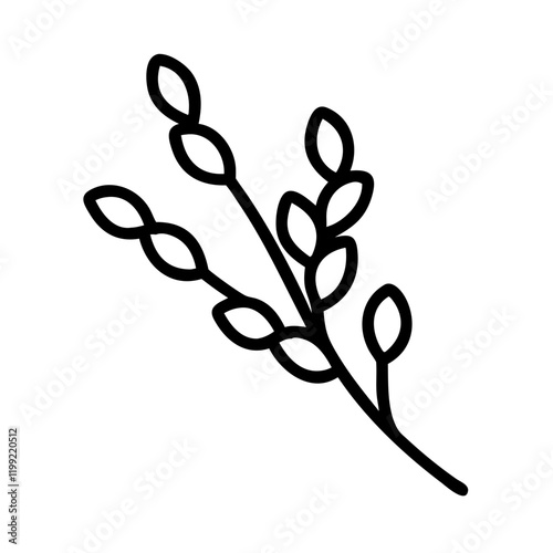 Willow branch illustration. Minimalist spring vector icon.