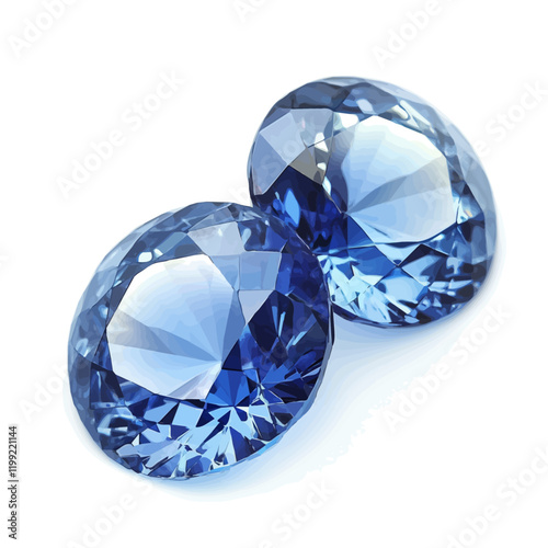 A watercolor vector painting capturing the timeless elegance of blue sapphires, isolated on a white background. Blue sapphires vector.

