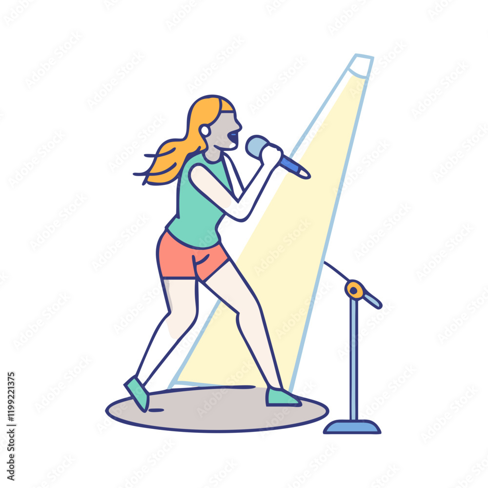 Fototapeta premium singer with spotlight icon, singer with spotlight vector illustration-simple illustration of singer with spotlight, perfect for singer with spotlight logos and themed design 
