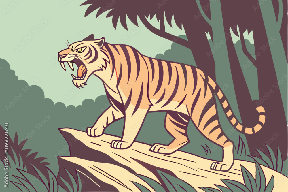 Naklejka premium Vector Drawing of a Angry Tiger