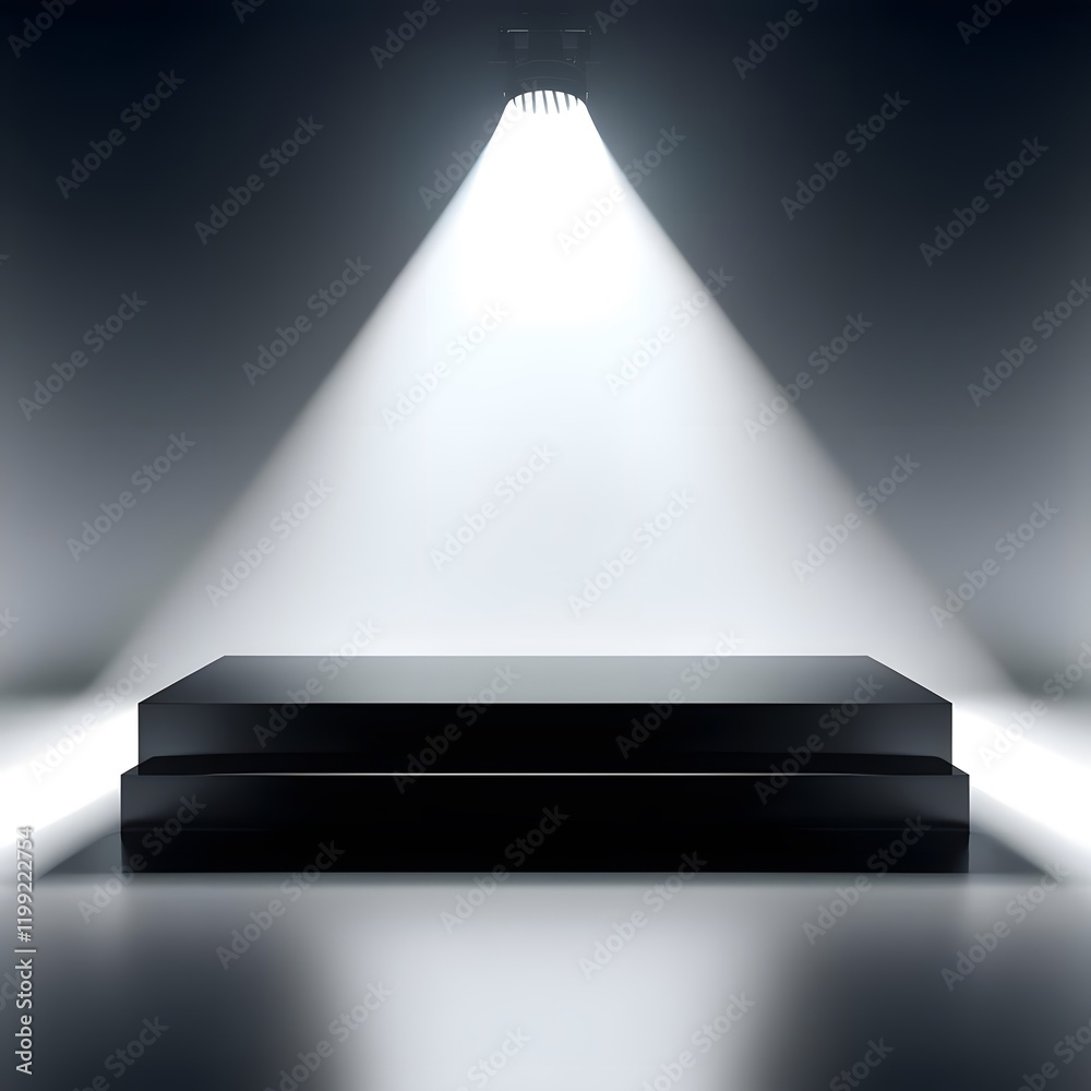Obraz premium Elegant Glass Podium in Dramatic Spotlight - Minimalistic Square Design