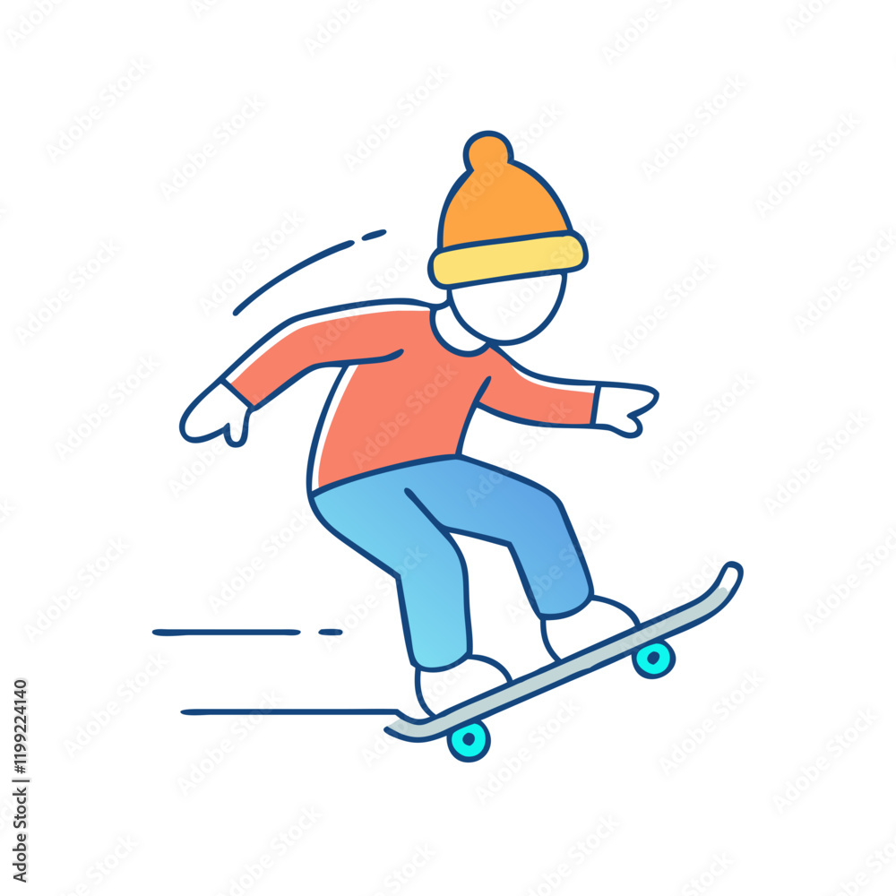 Obraz premium skater with beanie hat icon, skater with beanie hat vector illustration-simple illustration of skater with beanie hat, perfect for skater with beanie hat logos and themed design