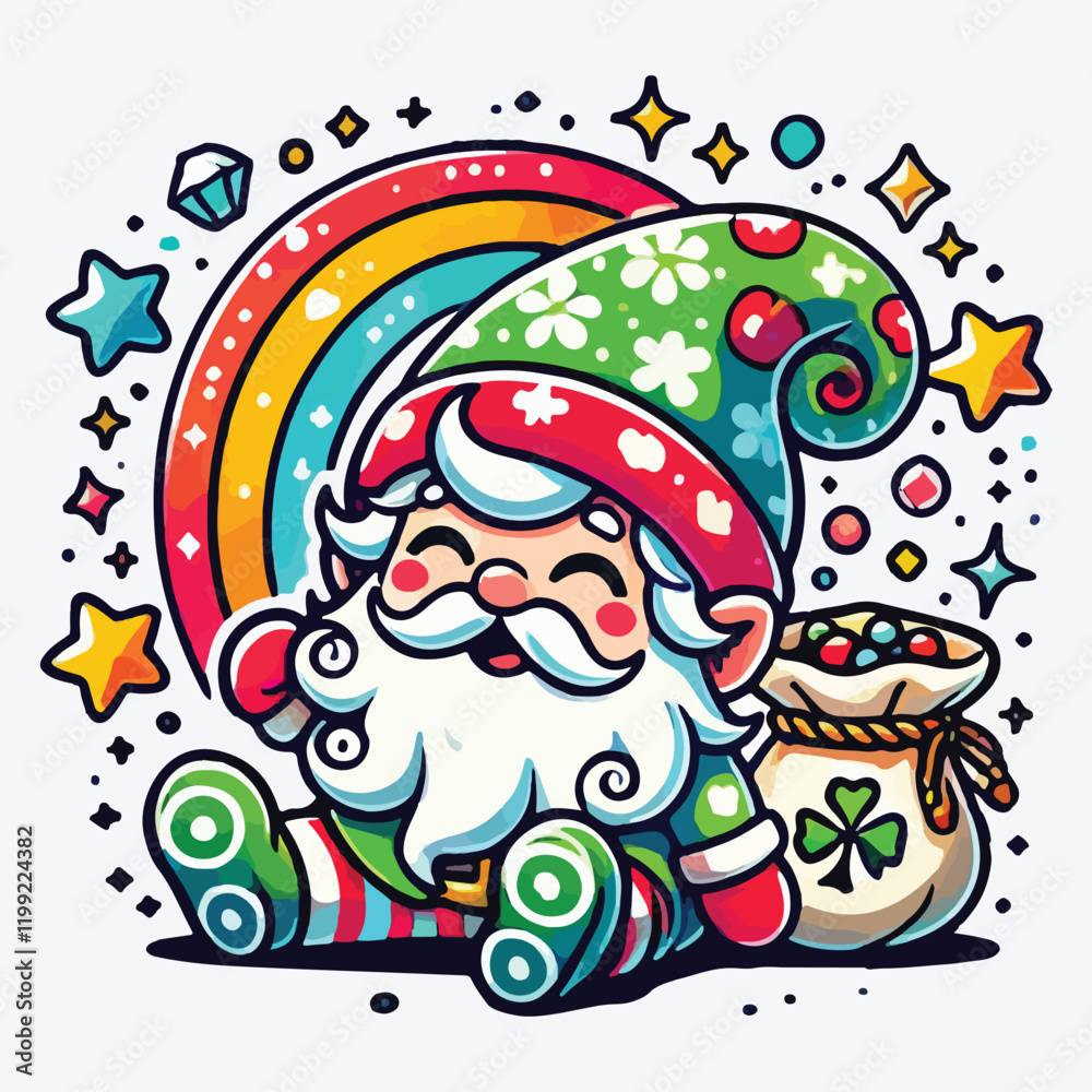 Fototapeta premium Cute Lucky Gnome Vector Illustration stock illustration