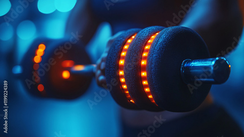 a close up of a microphone with a red light photo