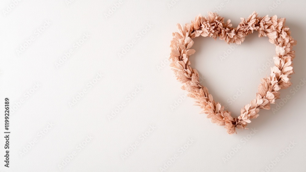 Heart-shaped wreath of dried flowers on light background Heart-shaped wreath of dried flowers on light background