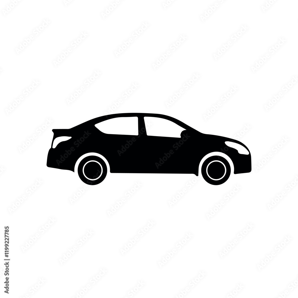 a simple, minimalist vector icon of a car. The car is depicted in a side profile with smooth, rounded lines, and it is colored white against a dark brown background. The icon has two visible wheels a simple, minimalist vector icon of a car. The car is depicted in a side profile with smooth, rounded lines, and it is colored white against a dark brown background. The icon has two visible wheels